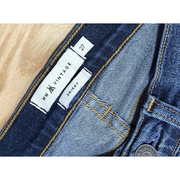 Miss Me Vintage Womens Size 27 Skinny Jeans Distressed Patched Dark Blue Stretch - Picture 3 of 7